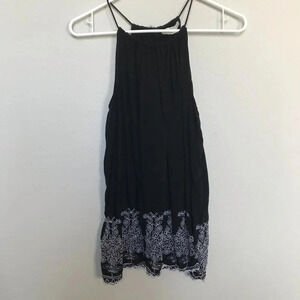 Loft Black White Flowy Crochet Tank Top Blouse